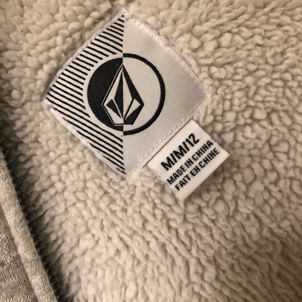 Light Gray Volcom Sherpa Lined Lived In Zip Hoodie - image 2